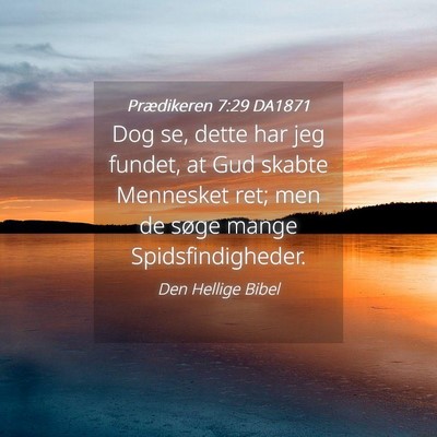 Picture 04 - Prædikeren 7:29 DA1871 - Dog se, dette har jeg fundet, at Gud skabte - Bible Verse Picture