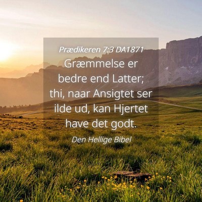 Picture 04 - Prædikeren 7:3 DA1871 - Græmmelse er bedre end Latter; thi, naar - Bible Verse Picture