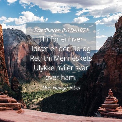 Picture 04 - Prædikeren 8:6 DA1871 - Thi for enhver Idræt er der Tid og Ret; thi - Bible Verse Picture