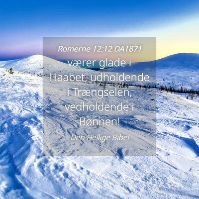 Picture 04 - Romerne 12:12 DA1871 - værer glade i Haabet, udholdende i Trængselen, - Bible Verse Picture