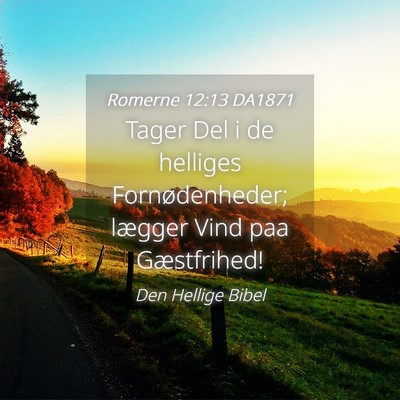 Picture 04 - Romerne 12:13 DA1871 - Tager Del i de helliges Fornødenheder; lægger - Bible Verse Picture