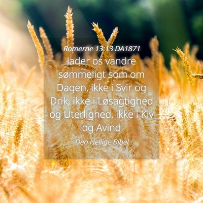 Picture 04 - Romerne 13:13 DA1871 - lader os vandre sømmeligt som om Dagen, ikke i - Bible Verse Picture