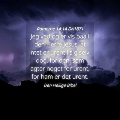 Picture 04 - Romerne 14:14 DA1871 - Jeg ved og er vis paa i den Herre Jesus, at intet - Bible Verse Picture