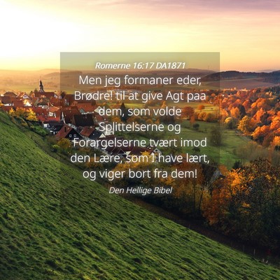 Picture 04 - Romerne 16:17 DA1871 - Men jeg formaner eder, Brødre! til at give Agt - Bible Verse Picture