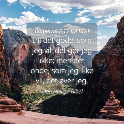 Picture 04 - Romerne 7:19 DA1871 - thi det gode, som jeg vil, det gør jeg ikke; men - Bible Verse Picture
