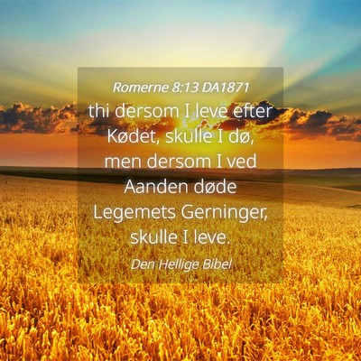 Picture 04 - Romerne 8:13 DA1871 - thi dersom I leve efter Kødet, skulle I dø, men - Bible Verse Picture