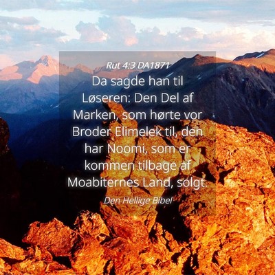 Picture 04 - Rut 4:3 DA1871 - Da sagde han til Løseren: Den Del af Marken, som - Bible Verse Picture