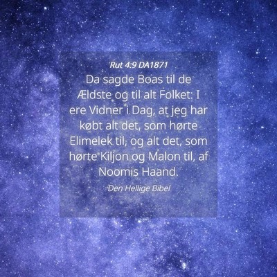 Picture 04 - Rut 4:9 DA1871 - Da sagde Boas til de Ældste og til alt Folket: I - Bible Verse Picture