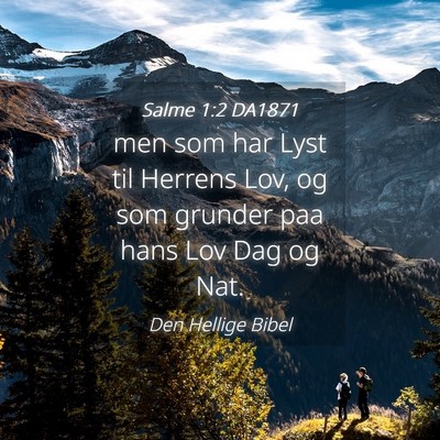 Picture 04 - Salme 1:2 DA1871 - men som har Lyst til Herrens Lov, og som grunder - Bible Verse Picture