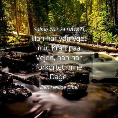 Picture 04 - Salme 102:24 DA1871 - Han har ydmyget min Kraft paa Vejen, han har - Bible Verse Picture