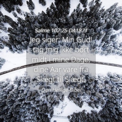Picture 04 - Salme 102:25 DA1871 - Jeg siger: Min Gud! tag mig ikke bort midt i mine - Bible Verse Picture
