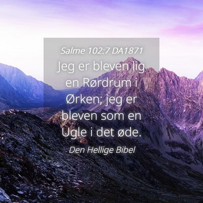 Picture 04 - Salme 102:7 DA1871 - Jeg er bleven lig en Rørdrum i Ørken; jeg er - Bible Verse Picture