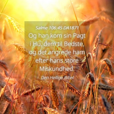 Picture 04 - Salme 106:45 DA1871 - Og han kom sin Pagt i Hu, dem til Bedste, og det - Bible Verse Picture