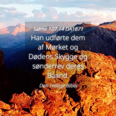 Picture 04 - Salme 107:14 DA1871 - Han udførte dem af Mørket og Dødens Skygge og - Bible Verse Picture