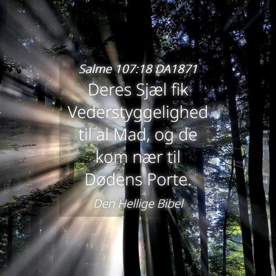 Picture 04 - Salme 107:18 DA1871 - Deres Sjæl fik Vederstyggelighed til al Mad, og - Bible Verse Picture