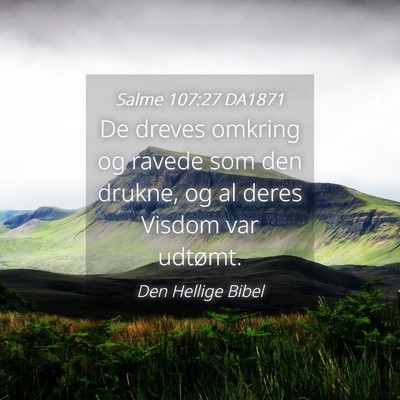 Picture 04 - Salme 107:27 DA1871 - De dreves omkring og ravede som den drukne, og al - Bible Verse Picture