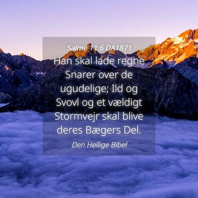 Picture 04 - Salme 11:6 DA1871 - Han skal lade regne Snarer over de ugudelige; Ild - Bible Verse Picture