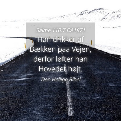 Picture 04 - Salme 110:7 DA1871 - Han drikker af Bækken paa Vejen, derfor løfter - Bible Verse Picture