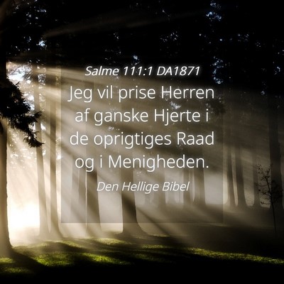 Picture 04 - Salme 111:1 DA1871 - Jeg vil prise Herren af ganske Hjerte i de - Bible Verse Picture