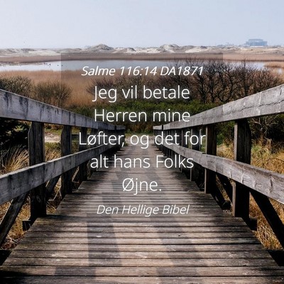 Picture 04 - Salme 116:14 DA1871 - Jeg vil betale Herren mine Løfter, og det for - Bible Verse Picture