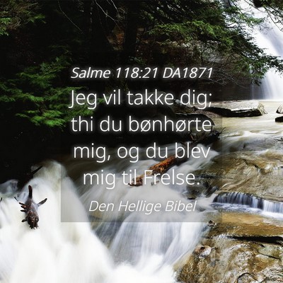Picture 04 - Salme 118:21 DA1871 - Jeg vil takke dig; thi du bønhørte mig, og du - Bible Verse Picture