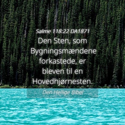 Picture 04 - Salme 118:22 DA1871 - Den Sten, som Bygningsmændene forkastede, er - Bible Verse Picture