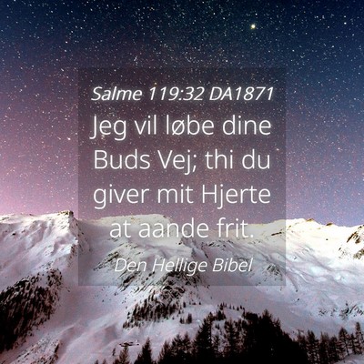 Picture 04 - Salme 119:32 DA1871 - Jeg vil løbe dine Buds Vej; thi du giver mit - Bible Verse Picture