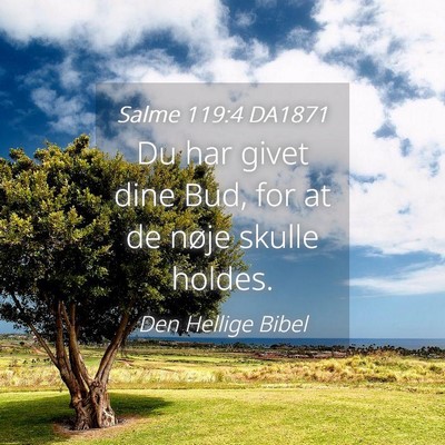 Picture 04 - Salme 119:4 DA1871 - Du har givet dine Bud, for at de nøje skulle - Bible Verse Picture