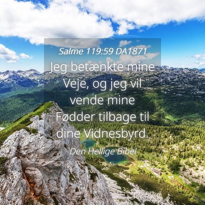 Picture 04 - Salme 119:59 DA1871 - Jeg betænkte mine Veje, og jeg vil vende mine - Bible Verse Picture