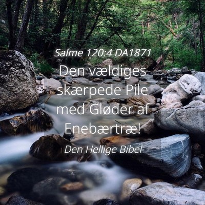 Picture 04 - Salme 120:4 DA1871 - Den vældiges skærpede Pile med Gløder af - Bible Verse Picture