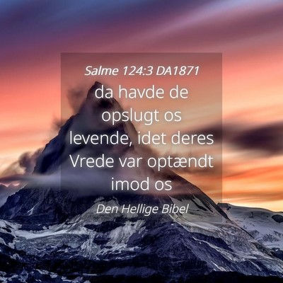Picture 04 - Salme 124:3 DA1871 - da havde de opslugt os levende, idet deres Vrede - Bible Verse Picture