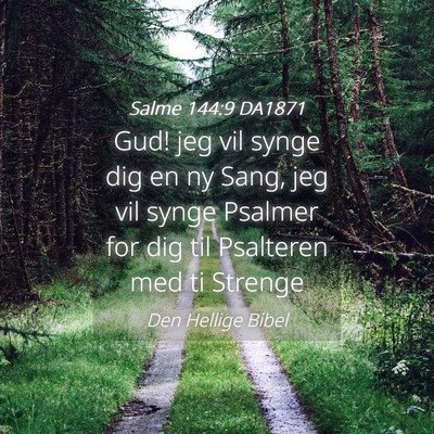 Picture 04 - Salme 144:9 DA1871 - Gud! jeg vil synge dig en ny Sang, jeg vil synge - Bible Verse Picture