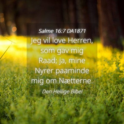 Picture 04 - Salme 16:7 DA1871 - Jeg vil love Herren, som gav mig Raad; ja, mine - Bible Verse Picture