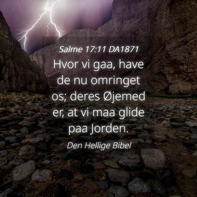 Picture 04 - Salme 17:11 DA1871 - Hvor vi gaa, have de nu omringet os; deres - Bible Verse Picture