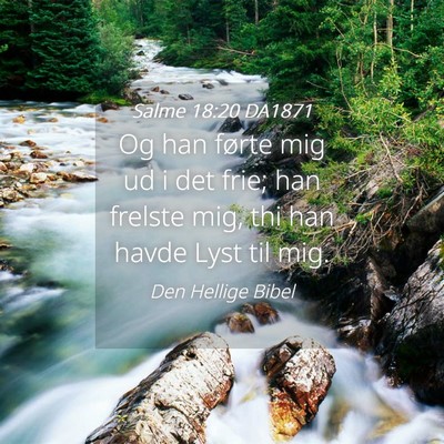Picture 04 - Salme 18:20 DA1871 - Og han førte mig ud i det frie; han frelste mig, - Bible Verse Picture
