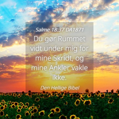 Picture 04 - Salme 18:37 DA1871 - Du gør Rummet vidt under mig for mine Skridt, og - Bible Verse Picture