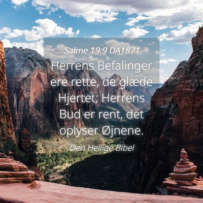 Picture 04 - Salme 19:9 DA1871 - Herrens Befalinger ere rette, de glæde Hjertet; - Bible Verse Picture