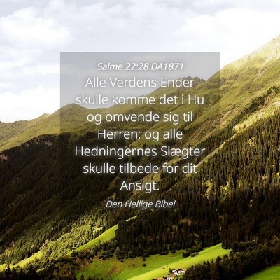 Picture 04 - Salme 22:28 DA1871 - Alle Verdens Ender skulle komme det i Hu og - Bible Verse Picture