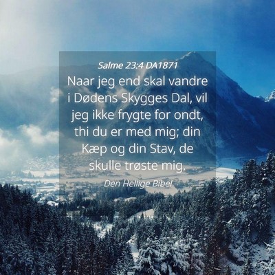 Picture 04 - Salme 23:4 DA1871 - Naar jeg end skal vandre i Dødens Skygges Dal, - Bible Verse Picture