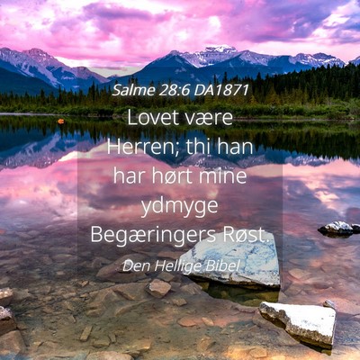 Picture 04 - Salme 28:6 DA1871 - Lovet være Herren; thi han har hørt mine ydmyge - Bible Verse Picture