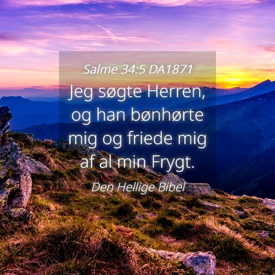Picture 04 - Salme 34:5 DA1871 - Jeg søgte Herren, og han bønhørte mig og - Bible Verse Picture