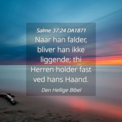 Picture 04 - Salme 37:24 DA1871 - Naar han falder, bliver han ikke liggende; thi - Bible Verse Picture