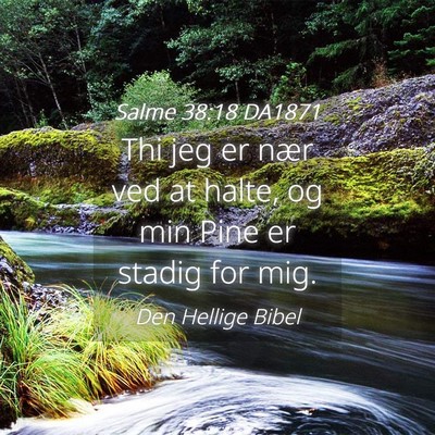Picture 04 - Salme 38:18 DA1871 - Thi jeg er nær ved at halte, og min Pine er - Bible Verse Picture