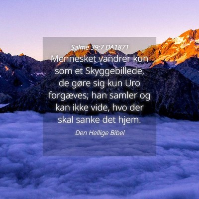 Picture 04 - Salme 39:7 DA1871 - Mennesket vandrer kun som et Skyggebillede, de - Bible Verse Picture