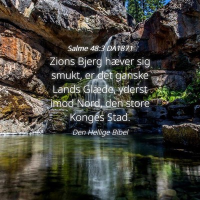 Picture 04 - Salme 48:3 DA1871 - Zions Bjerg hæver sig smukt, er det ganske Lands - Bible Verse Picture