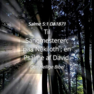 Picture 04 - Salme 5:1 DA1871 - Til Sangmesteren; paa Nekiloth ; en Psalme af - Bible Verse Picture
