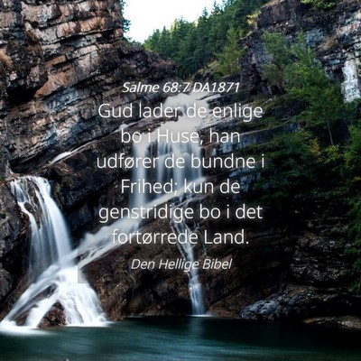 Picture 04 - Salme 68:7 DA1871 - Gud lader de enlige bo i Huse, han udfører de - Bible Verse Picture