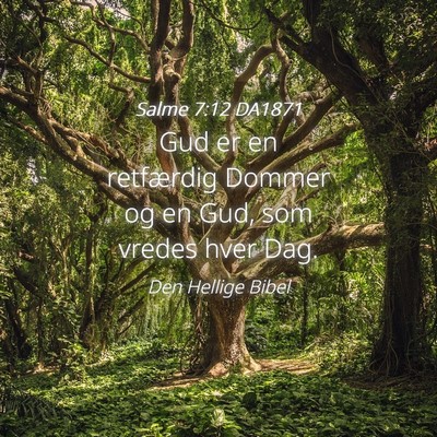 Picture 04 - Salme 7:12 DA1871 - Gud er en retfærdig Dommer og en Gud, som vredes - Bible Verse Picture