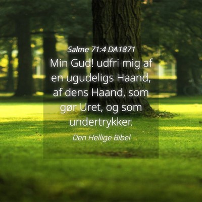 Picture 04 - Salme 71:4 DA1871 - Min Gud! udfri mig af en ugudeligs Haand, af dens - Bible Verse Picture