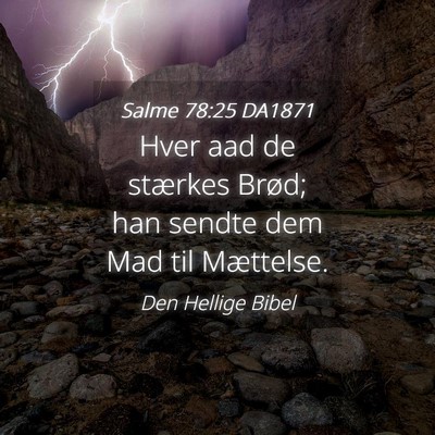 Picture 04 - Salme 78:25 DA1871 - Hver aad de stærkes Brød; han sendte dem Mad - Bible Verse Picture